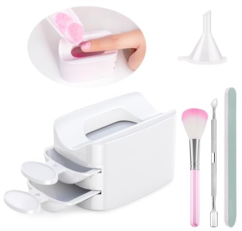 Dip Powder Tray System - Portable Dip Powder Nail Kit with Dust Brush, Cuticle Pusher, Nail File & More for DIY French Manicure