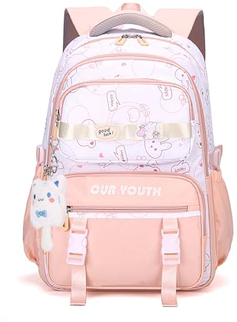 Travistar Rucksack Teenager mädchen Schulranzen Jungen Schulrucksack Schultasche Sporttasche Daypack für Schule Ranzen mit Viele Fächer Laptopfach Lila Nylon(28L)