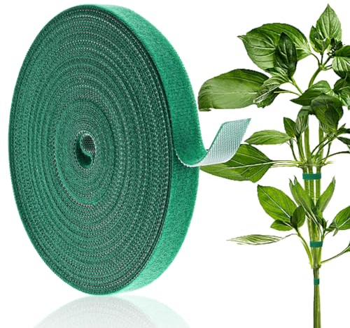 Giantree 10m Pflanzenbinder Klettband,12.5mm Breite Pflanzenband Klett Verstellbar Klettband Pflanzenbinder Wiederverschließbar Grün Plant Clips Plant Ties Wetterfeste Rankhilfe Zimmerpflanzen
