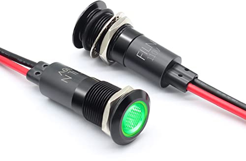 FILN 2Stück 12mm(1/2) LED Metall Anzeigelampe 110V 120V 125V AC Grün IP67 | Kontrollleuchte Signallampe IP67 Wasserdichte Metallgehäuse für Auto,Boot,Industrie,Schalttafel