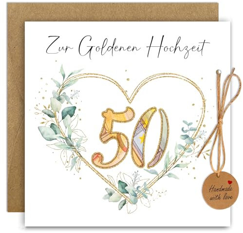 BOYATONG Geldgeschenke Goldene Hochzeit mit Umschläge, Geldgeschenke Verpackung Karte Goldene Hochzeit Geschenke