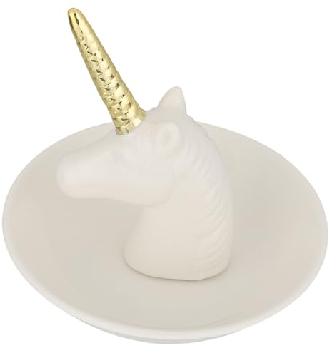 COLLBATH 1pieza Bandeja De Joyería De Cerámica Creativa Forma De Unicornio Para Anillos Pendientes y Collares Almacenamiento Elegante y Decorativo Para Dresser Para Bodas y Cumpleaños