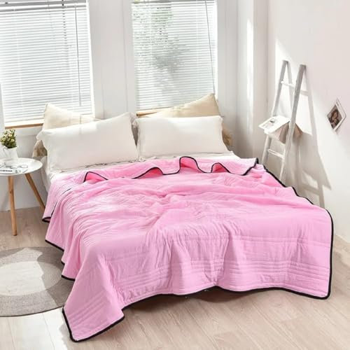 YCYATS Selbstkühlende Bettdecke, Kühlende Frühlingsdecke, Sommerdecke, Ice Cooling Calming Blanket, KüHlende Seidenbettdecke FüR Ruhige SommernäChte (Pink, 150 * 200cm)
