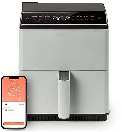 6.8 Large Smart Air Fryer with Dual Blaze Oven - No More Flipping Needed! Bonus Light Gray Deep Fryer - Exclusive Features
