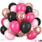 HILAVO Lot de 60 ballons roses et noirs de 30,5 cm - Ballons confettis or rose vif et noir pour filles et femmes - ballons pour fête d'anniversaire, fête prénatale, fête prénuptiale