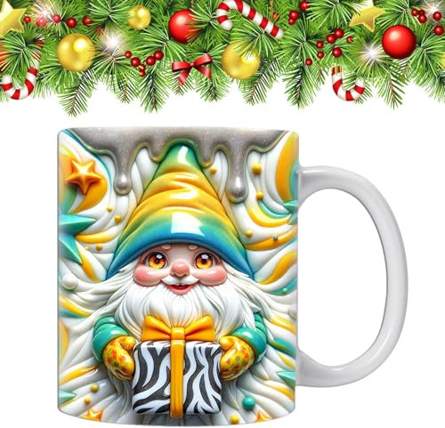 3D-Zwergen-Tasse – Kaffeetassen mit Zwergenmotiven, bunte Zwerge mit Boxen, Keramik, 3D-Zwergenbecher, doppelseitig, 350 ml, für coolen Geburtstag, Weihnachten, für Mutter, beste Freundin, Kollegen,