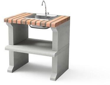 MOVELAR - MÓDULO STAND RAGUSA para Barbacoa de Obra Prefabricada (76 x 58 x 80 cm) - Uso en Exteriores (FREGADERO)