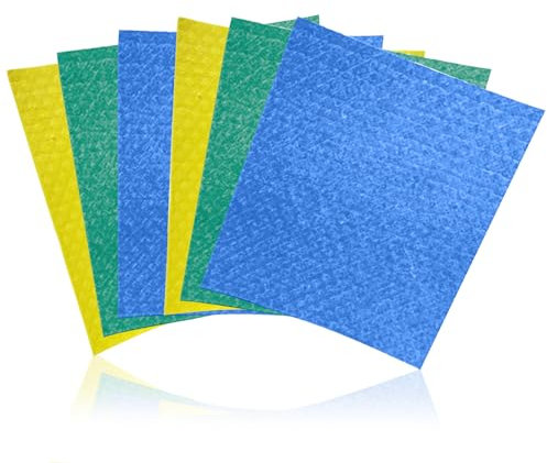 Ynkkvre Dish Cloths Eco-Friendly Paper, 6 Pack Absorbent Friendly Reusable Hand Towels kitchen Rags Cleaning Cloths, Reusable Sponge Cloth, for Kitchen, Counters Washing Dishes, 3 Colors Assorted