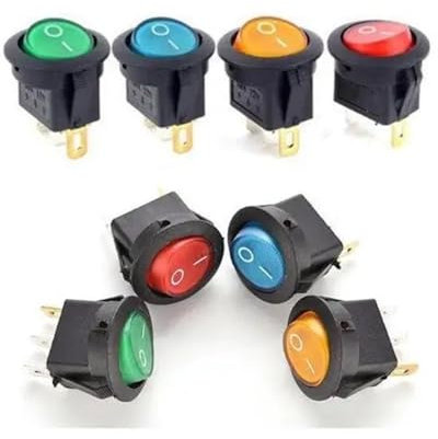 SZUYRWLP Stecker 5PCS 12V 220V L*/ED beleuchtet wippschalter 20A 12V druckschalter Auto Taste Lichter AUF/Off Runde licht Schalter(Blue,12V)