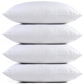 Littens Essentials 4 Pack Quilted Luxury Hotel Quality Respond Bounce Back Hollowfibre Support Side Sleeper Pillows, Embossed Soft Touch Casing, Machine Washable Made In UK 48cn x 74cm (19 x 29)