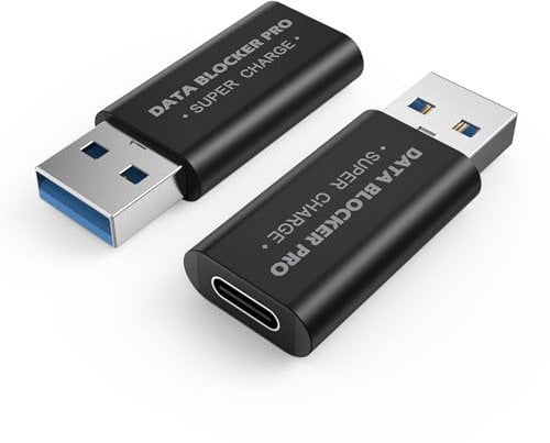 MMOBIEL Data Blocker [2 Pack] – USB-A to USB-C Charge Only Adapter, Juice Jacking Protection, Safe Charging, Public Port Defender – Black