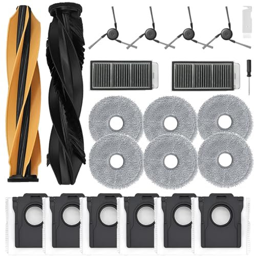Kit d'accessoires pour Dreame X50 Ultra Complete/ L50 Pro Ultra/ X50 Master/ L40s Pro Ultra, Pièces de Rechange avec 1 Brosse Principale, 6 Sacs à Poussière, 6 Serpillere, 2 Filtres, 4 Brosse Latérale