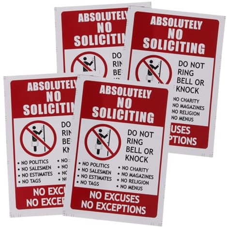 HEALEEP 4pcs No Entry Sticker Stickers No Soliciting No Solicitation Signs for Front Door Do Not Knock Sign Door Sign Knock on The Ring Do Not Disturb Ring Doorbell Cover Self-adhesive