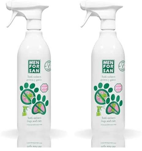 MENFORSAN Antiorines contra Orines de Perros y Gatos | Contiene Activos repelentes Naturales | para Uso Exterior e Interior | Aroma Agradable | Incoloro | 750 ml (Paquete de 2)