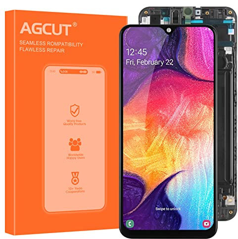 OLED für Samsung Galaxy A50 A505 LCD Display - für Samsung A50 SM-A505F A505FD A505U LCD Bildschirm Touchscreen Digitizer Full Assembly mit Werkzeug mit Rahmen (Schwarz)