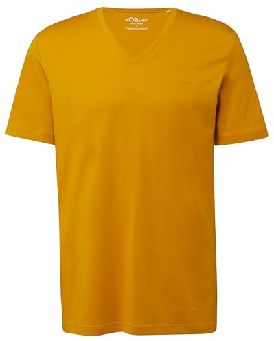 s.Oliver Herren T-Shirt – Regular Fit, V-Ausschnitt, Logo, Jersey