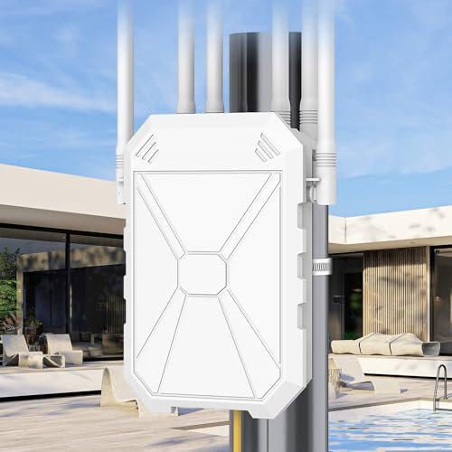 AX3000 Outdoor WLAN Verstärker, 5GHz & 2.4GHz Outdoor WLAN Repeater mit 6 Antennen, Gigabit Passive PoE Access Point, Dual Band, IP67 Wetterfest, AP/Repeater/Router-Modus, für Gärten