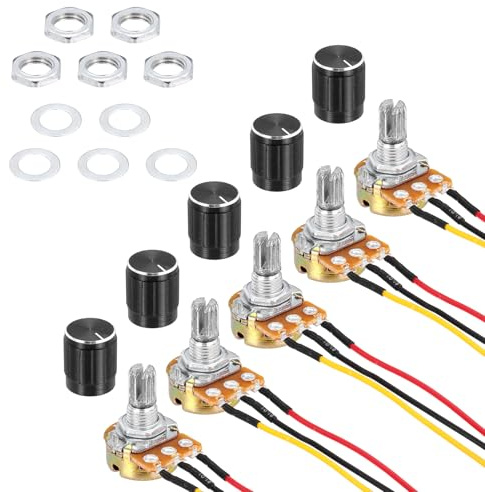 QUARKZMAN 5 Stück 5K Ohm Potentiometer, 3 Pins Einzel Linear Digital Potentiometer mit Drehknopf für Automobilelektronik Multimedia-Audio