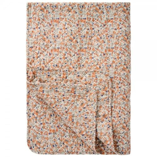 IB Laursen Quilt m/orangen und blauen Blumen B: 130 L: 180