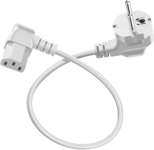 HuaLiSiJi Cable Alimentation Coudé à 90° C13 Câble IEC Contact de Protection de Câble Type F (CEE 7/4) vers Prise C13, pour Ordinateur, TV, Moniteur, écran, Projecteur, Etc (Blanc, 3m)