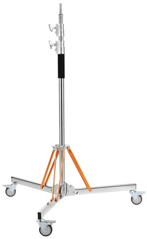 K&F CONCEPT 330CM Wirklich Edelstahl Lichtstativ mit 360°Drehen Rollen | 130-330CM verstellenbar Heavy Duty Fotografie Galgenstativ C-Stand für COB-Leuchten, Ringlichter, Blitzlichter Last 30KG,TL11