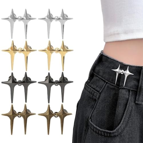 COYUN 8 Paia Bottoni Jeans Regolabili, Stringi Pantaloni Vita Fibbia Bottoni Jeans Stringi Pantaloni Bottone Stringi Pantaloni Bottoni per Stringere Jeans, Adatto per La Regolazione Della, 4 Colori