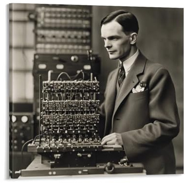 Alan Turing-Poster, 1 Wandkunst, Roll-Leinwand, Gemälde, Bild, Wohnzimmer-Dekoration, Zuhause, 70 x 70 cm