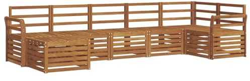 vidaXL Sofagarnituren 7 pcs Natur Massivholz Akazie, Moderner Garten-Sofa, Robustes Lounge-Set, stylische Möbel für gemütliches Terrassen-Sitzen