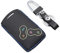 Happyit Cas de Couverture de Clé de Voiture en Cuir Porte-clés pour Renault Clio Scenic Mégane Duster Sandero Captur Twingo Koleos 4 Boutons Télécommande (Ligne Bleue)
