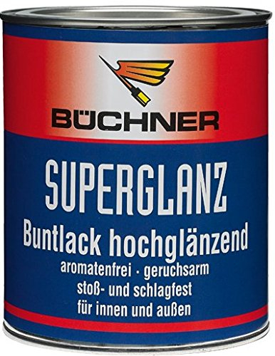 Büchner Superglanz/Farbton sandgelb RAL 1002/250 ml/für den Innen- u. Außenbereich/für Holz, Mauerwerk u. Metall/Alkydharzlack (lösemittelhaltig) aromatenarm/für höchste Ansprüche
