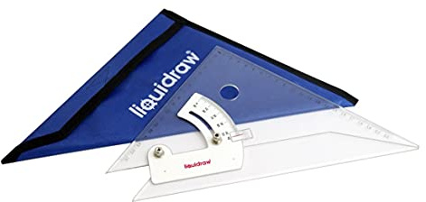Liquidraw Adjustable Set Square 25 cm / 10 | Clear Acrylic Triangle Ruler with Bevel Edge | Precision Angle & Layout Tool for Woodworking, Drafting & Construction | Storage Pouch Included