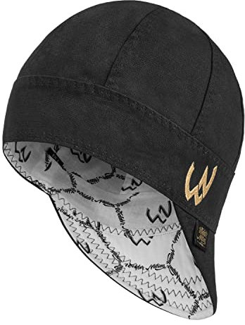 Welder Nation Schweißkappe mit 8 Paneelen, langlebig, weiches 284 g Baumwoll-Entenleinwand, für Sicherheit und Schutz beim Schweißen (7 3/4, schwarz, Gold)