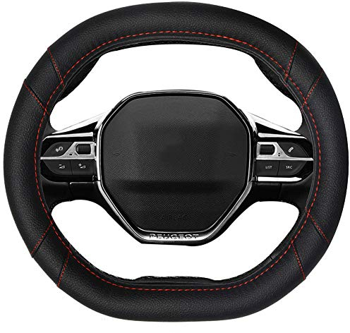 Mayco Bell Housse de Volant de Voiture en Cuir en Microfibre Couvre Volant pour Peugeot 3008 4008 5008 2016-2019 508 208 2019 e-208 (Ligne Rouge)