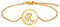 JewelryWe Damen Buchstaben Armband, Edelstahl Muschel Initial Letter A-Z Anfangsbuchstaben Armkette Charmsarmband für Frauen Mädchen Gold