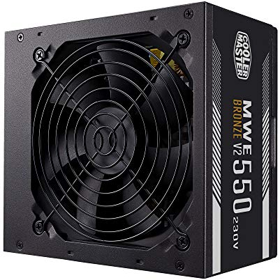Cooler Master MWE 550 Bronze 230V V2 - Fuente de Alimentación UE, 80 PLUS Bronze, Ventilador HDB Sensible a la Temperatura, Circuito CC a CC + LLC con Raíl Único de +12V - 5 Años de Garantía