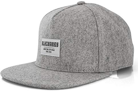 Blackskies® Glacier Snapback Cap | Damen Herren Baseball Mütze Kappe Surfer Skater Basecap Grau Wolle