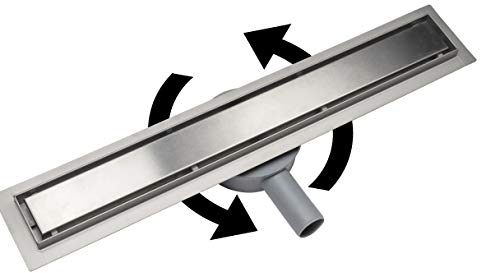 Acezanble Duschrinne Edelstahl Ablaufrinne Bodenablauf Befliesbar 2 in 1 Selbstreinigender 360° drehbarer Siphon mit Geruchsstop Haarsieb Komplettset mit Bodenbefestigung für Badezimmer 50 cm