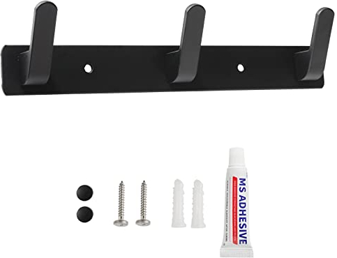Sevenpers Kleiderhaken Hakenleiste Wand und Tür Garderobenhaken Garderobenleiste Aluminium Handtuchhaken Wandgarderobe mit für Küche, Bad(3 Haken)
