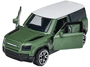 Majorette Premium Land Rover Defender 90, Spielzeugauto, Freilauf, zu öffnende Teile, Federung, Sammelkarte, 1:64, 7,5 cm, grün, für Kinder ab 3 Jahren