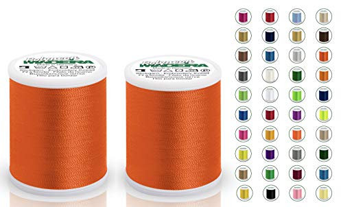 2x Madeira Polyneon 40 | SET | 1.000 m Spule | Doppelpack | Stickgarn | Maschinenstickgarn (1946 Neon Orange)