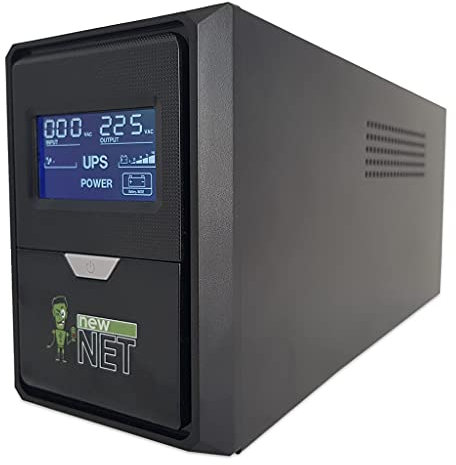 NewNet ups/Stabilizzatore di Corrente e Tensione per PC Monitor DVR Telecamere Fibra Router Allarme Modem con Display [ 500 VA - 350 W - 2 Prese Schuko ]