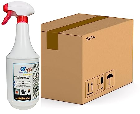 KaiserRein Grillreiniger Gewerbe Profi Grill-, & Backofenreiniger Spray 8x1L Extra starker Fettlöser für Grill und Ofen I Grillrost Reiniger für Gasgrill I Backofen Reiniger
