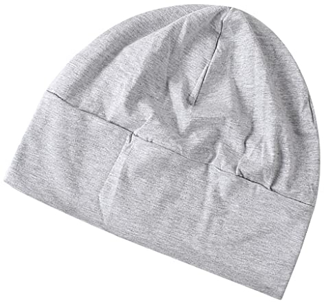 Sharplace Unisex Beanie Hut Schlaf Kappe Leichte Weich Baumwolle Mütze Schlafmütze Slouch Beanie Mütze Nachtschlafmütze Schlafhaube Nachtmütze Nachtkappe Schlaf Kappen für Damen Herren, Hellgrau, M