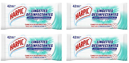 HARPIC Lot de 6 Sachets de 42 Lingettes Extra-large (=84 Normales) Lingettes Désinfectantes