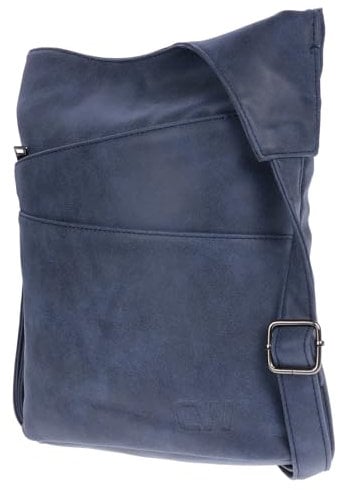 Christian Wippermann große Damen Tasche Schultertasche Umhängetasche Crossover Leder Optik Handtasche Blau