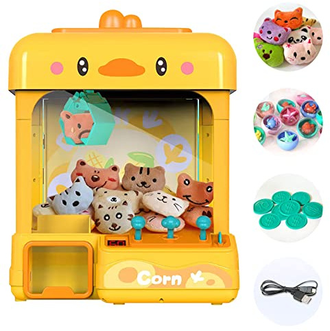 cxjoigxi Large Claw Machine for Kids Adults with Prizes, Adjustable Sound & Light, Mini Vending Machine, Electronic Arcade Crane Game, Candy Dispenser Toy for Girls Boys Birthday Gifts, Duck