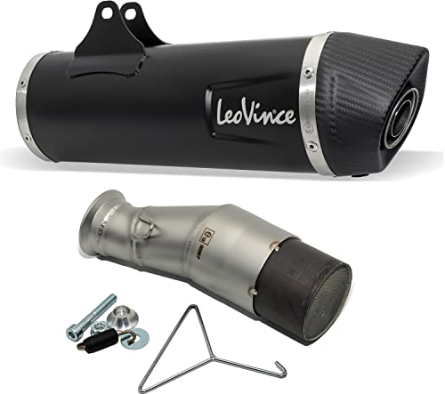 Endschalldämpfer/Auspuffanlage LeoVince SLIP-ON SBK, Edelstahl schwarz, Carbon Kappe, mit Zulassung für Husqvarna 701 Supermoto/Enduro/Enduro LR mit Kat