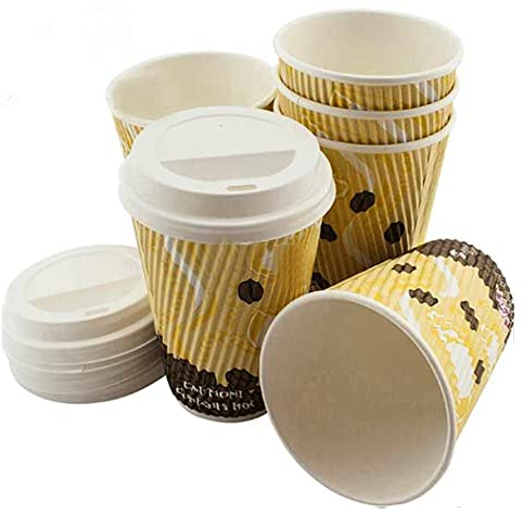 Zale Yardley Ripple Cups Disposable Coffee Cups 12OZ with Lids for Hot & Cold Drinks Premium Triple Walled, Recyclable Paper Cups, Leak-Proof & Odorless for Home, Cafe, Parties, Outdoor Use (6 Pack)