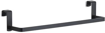 Gedy TOSCA Toallero baño, Toallero sin taladro para colgar, Acero inoxidable, Negro Mate, 37 x 8,5 x 6,5 cm