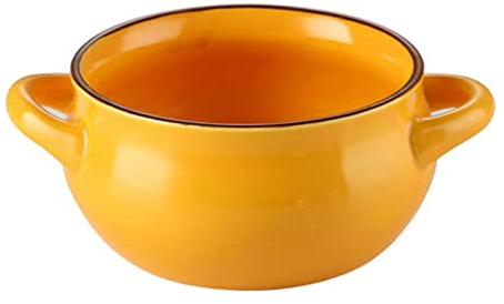 Yi Chen Bols à Soupe à l'oignon Français 12 Ounce, Céramique Soup Crock avec Poignées,Passent au four Porcelaine Bol de Service pour soupe,piment,ragoût de bœuf-Orange-350ml